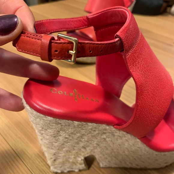 Cole Haan red espadrille wedge sandal 7 - Picture 5 of 8